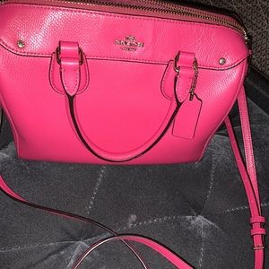 Coach Crossbody Bag Purse Pebble Leather Pink